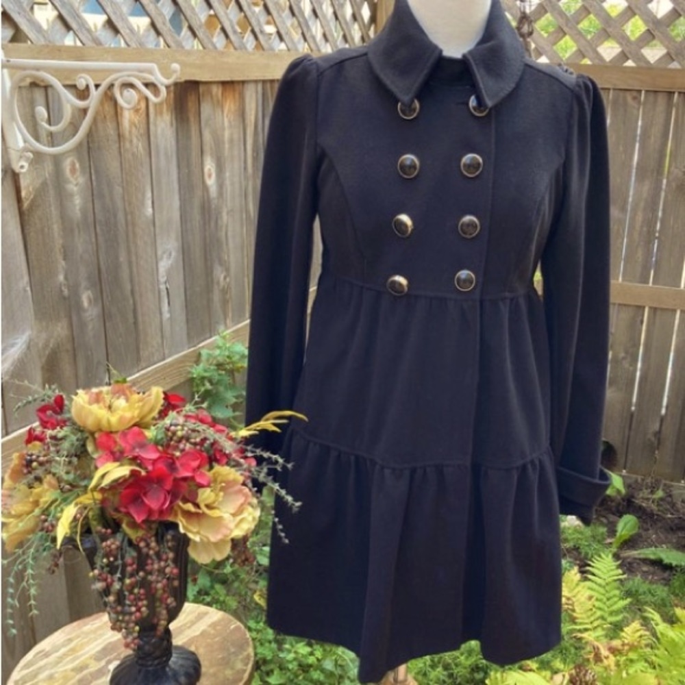 Black Duster Coat -Candies Brand Coat- Junior Medium